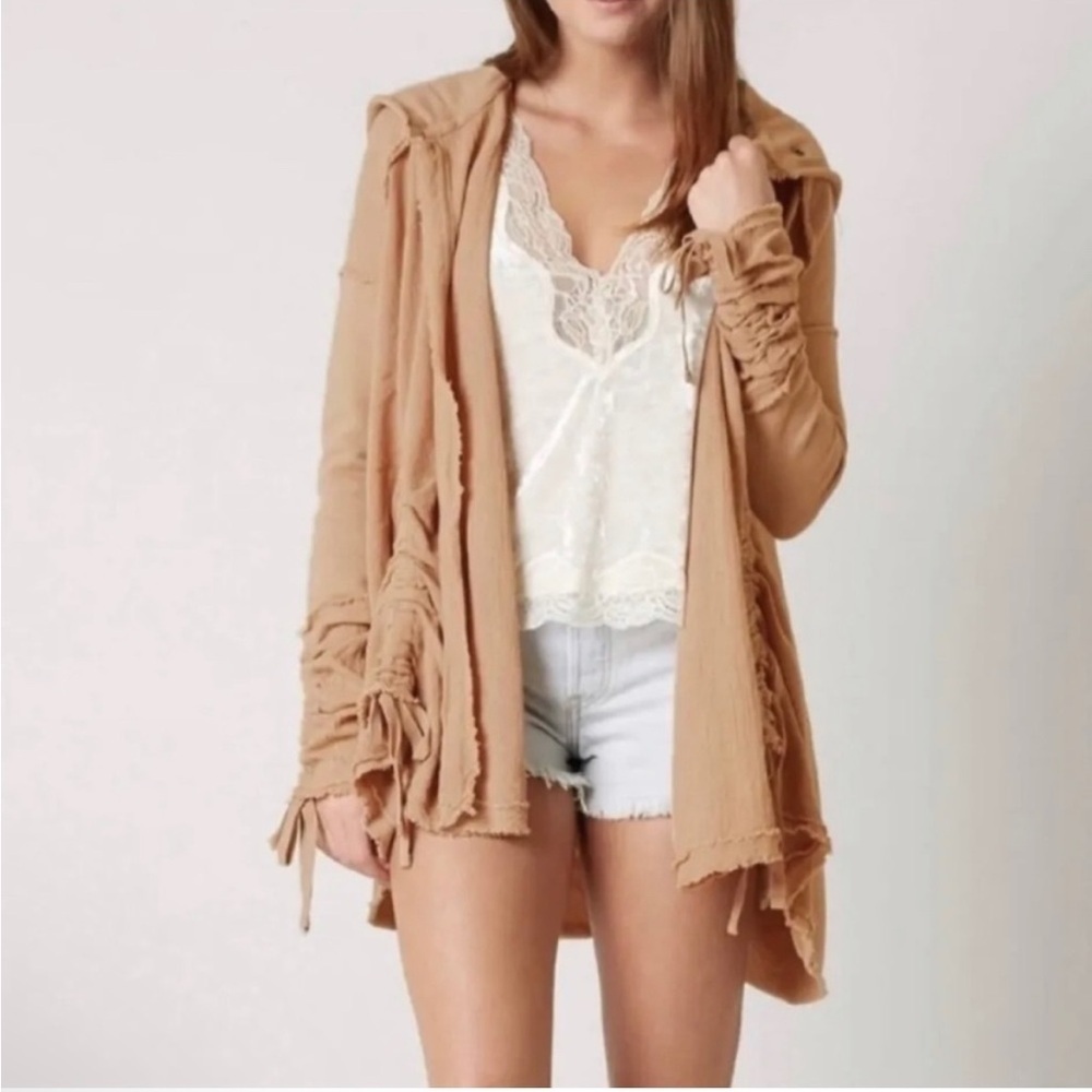 Free People Get Yer Gauze Cardigan Size S Tan Ballet